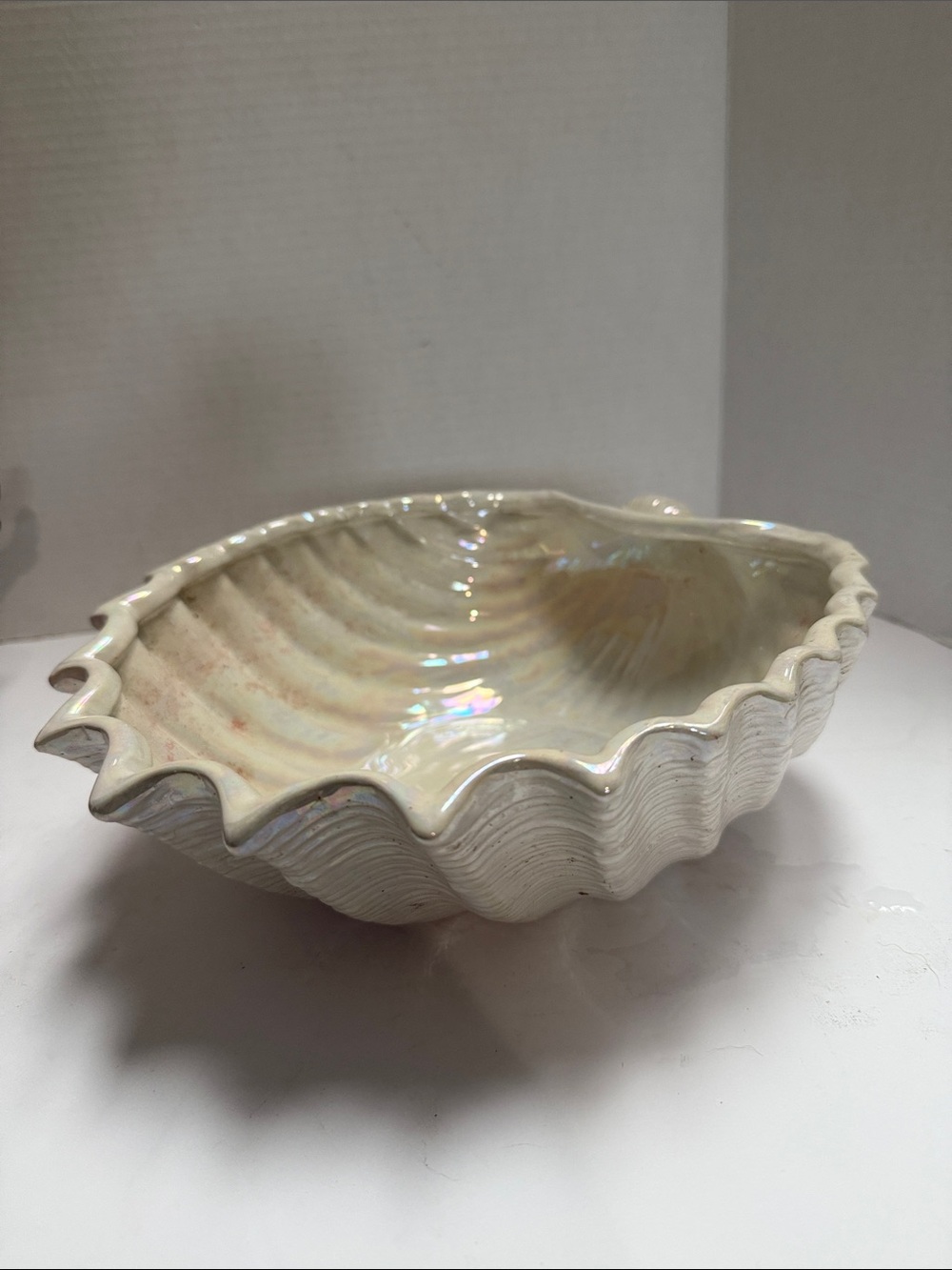 Iridescent Ceramic Shell Bowl - White - Picture 1 of 5